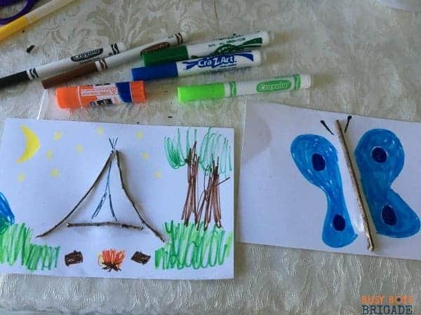 Sticks can be used as a focal point in art projects for hands on learning fun.